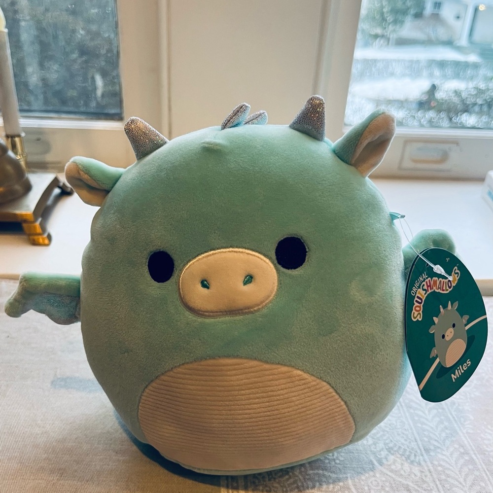 Squishmallows Mint Green Dragon Plush with Silver Horns
